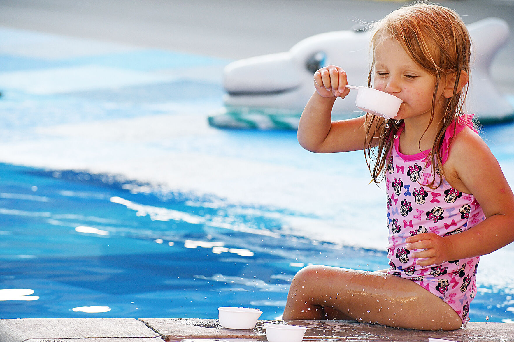 A poolside 'tea' party